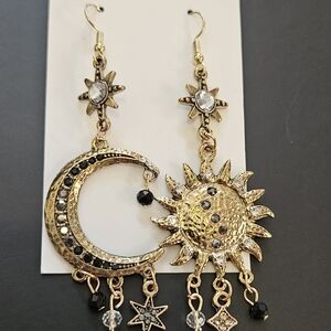 Gold and Black Celestial Earrings